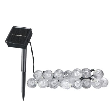 LED Solarni dekorativni lanac BUBBLE GLASS 20xLED/8 funkcije 4,85 m 600 mAh IP44 topla bela