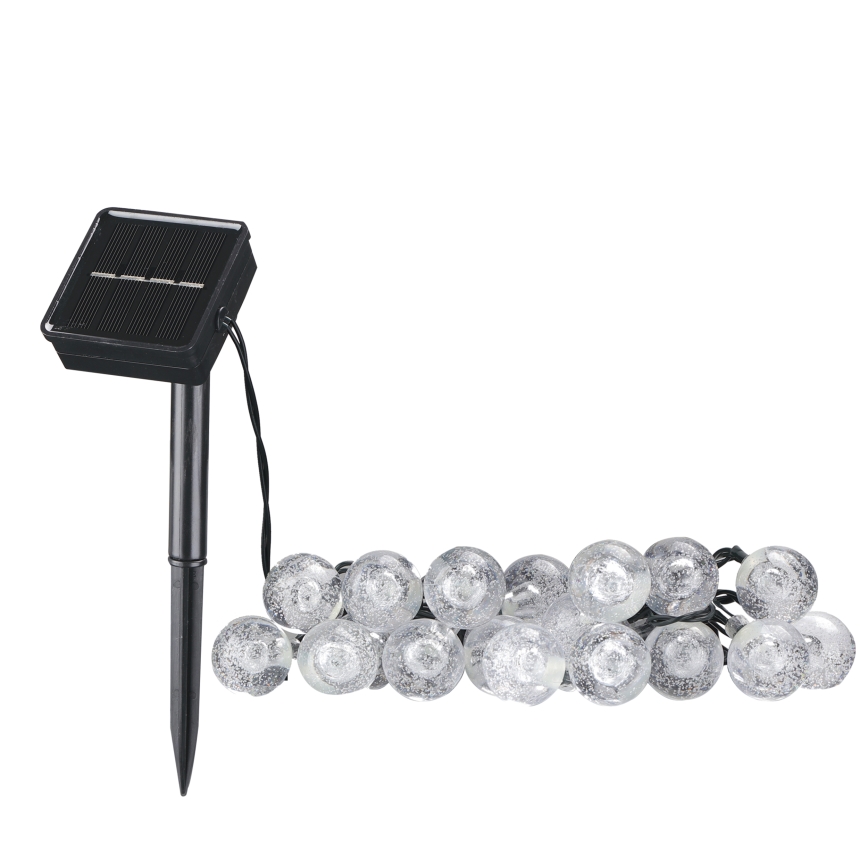 LED Solarni dekorativni lanac BUBBLE GLASS 20xLED/8 funkcije 4,85 m 600 mAh IP44 topla bela