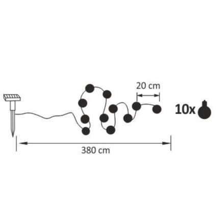 LED Solární dekorativni lanac LED/1,2V 3,8 m IP44