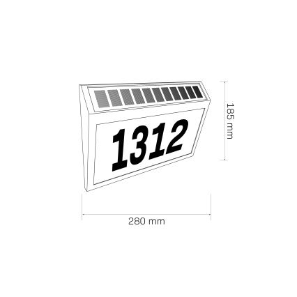 LED Solarni kućni broj NUMERO LED/3,7V 6000K 1200 mAh IP44 crno