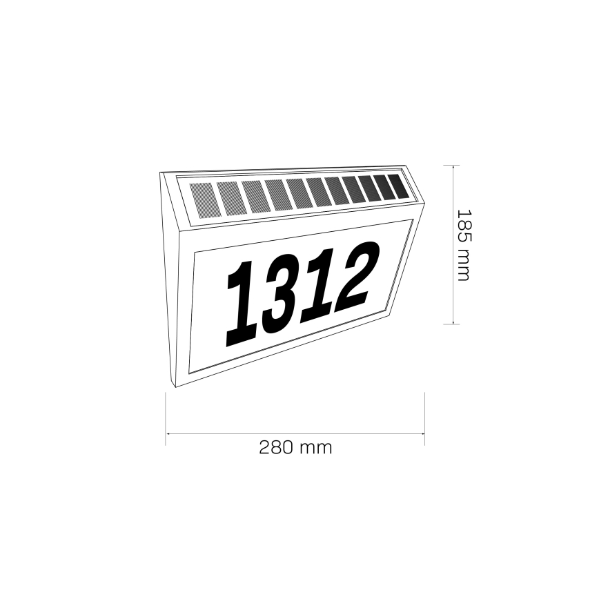 LED Solarni kućni broj NUMERO LED/3,7V 6000K 1200 mAh IP44 crno