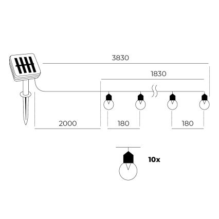 LED Solarni lanac 10xLED/0,12W/1,2V 1xAA IP44 6000K