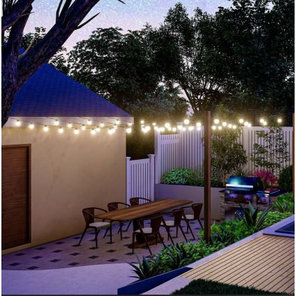 LED Solarni lanac 10xLED/0,5/4,5V 12 m 3000K IP44 1200 mAh + Daljinski upravljač