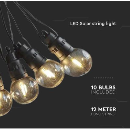 LED Solarni lanac 10xLED/0,5/4,5V 12 m 3000K IP44 1200 mAh + Daljinski upravljač