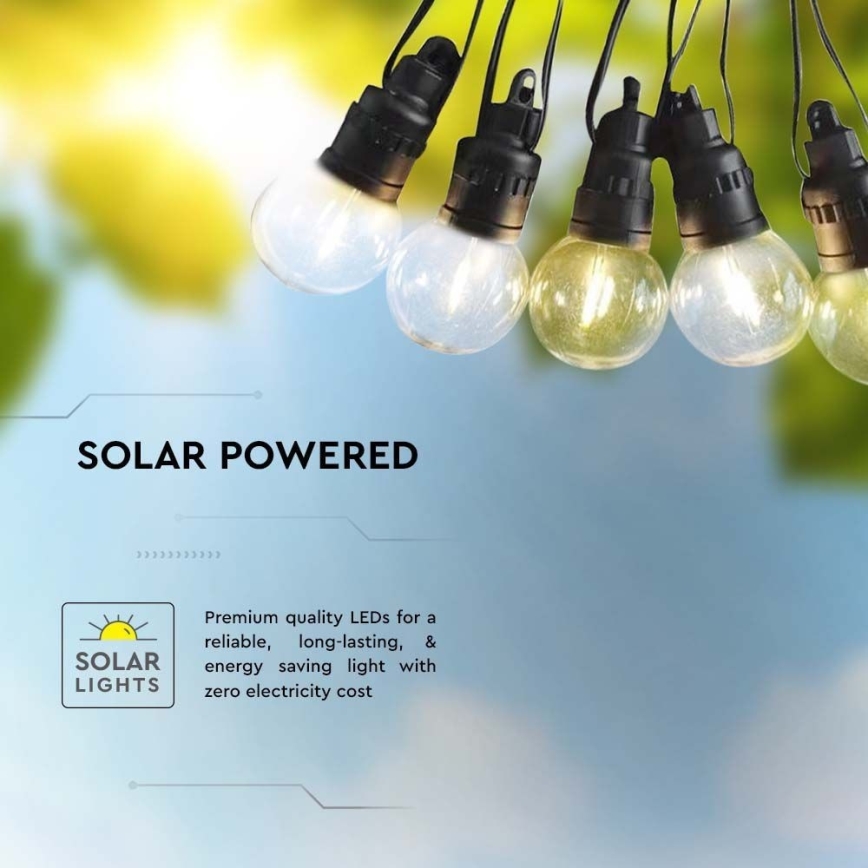 LED Solarni lanac 10xLED/0,5/4,5V 12 m 3000K IP44 1200 mAh + Daljinski upravljač