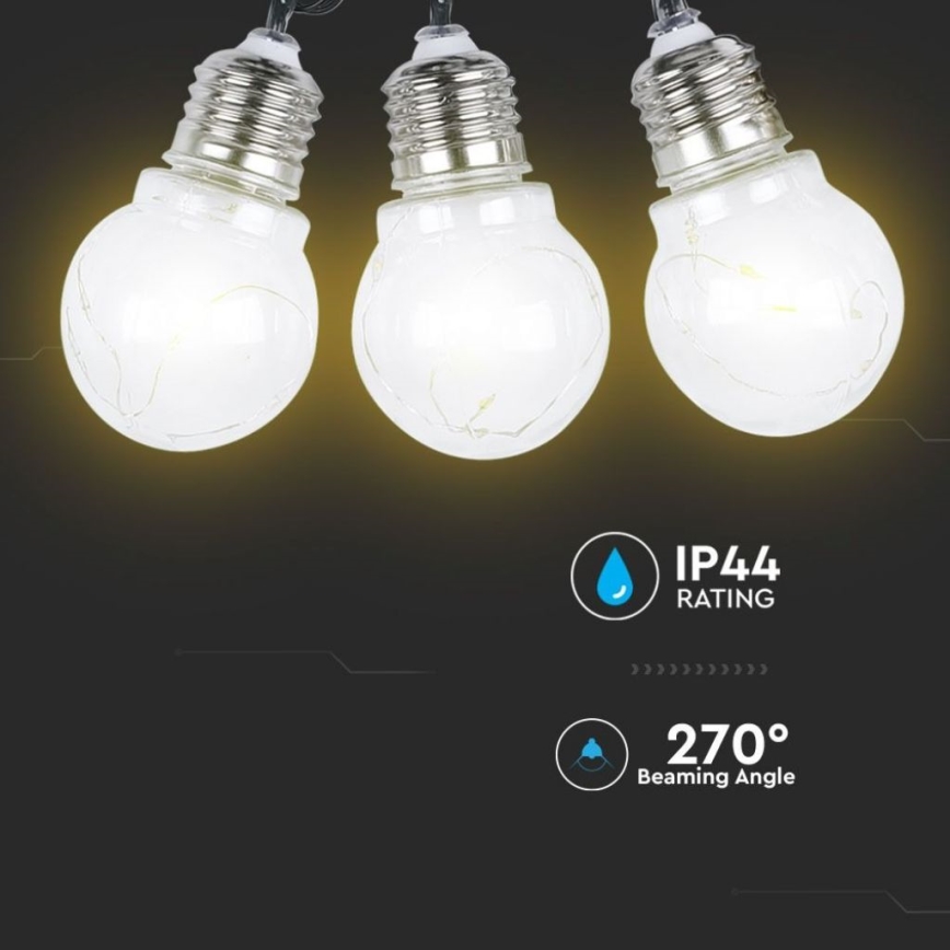 LED Solarni lanac 10xLED/1W/1,2V 2 m IP44 3000K