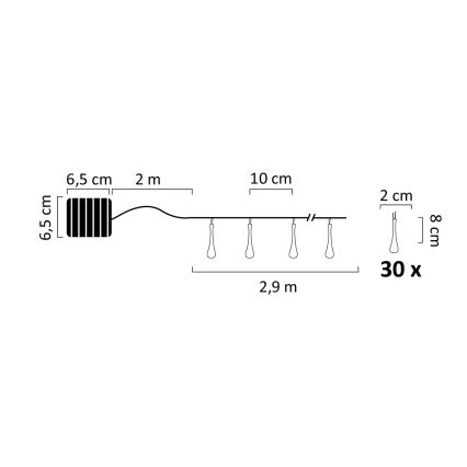 LED Solarni lanac ICE 30xLED/1,2V IP44