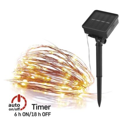 LED solarni lanac LED/2,4W/1,2V 1xAA 15 m IP44 3000K 600 mAh