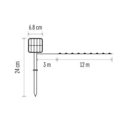 LED solarni lanac LED/2,4W/1,2V 1xAA 15 m IP44 3000K 600 mAh