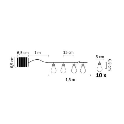 LED Solarni lanac PARTY 10xLED/1,2V IP44
