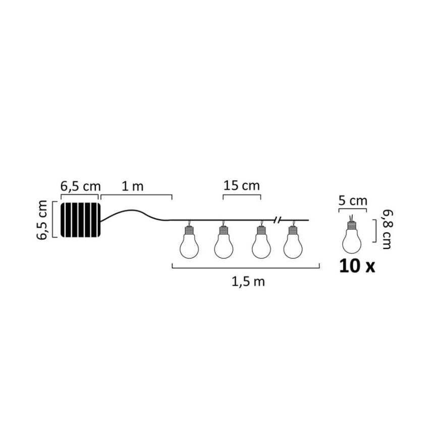 LED Solarni lanac PARTY 10xLED/1,2V IP44