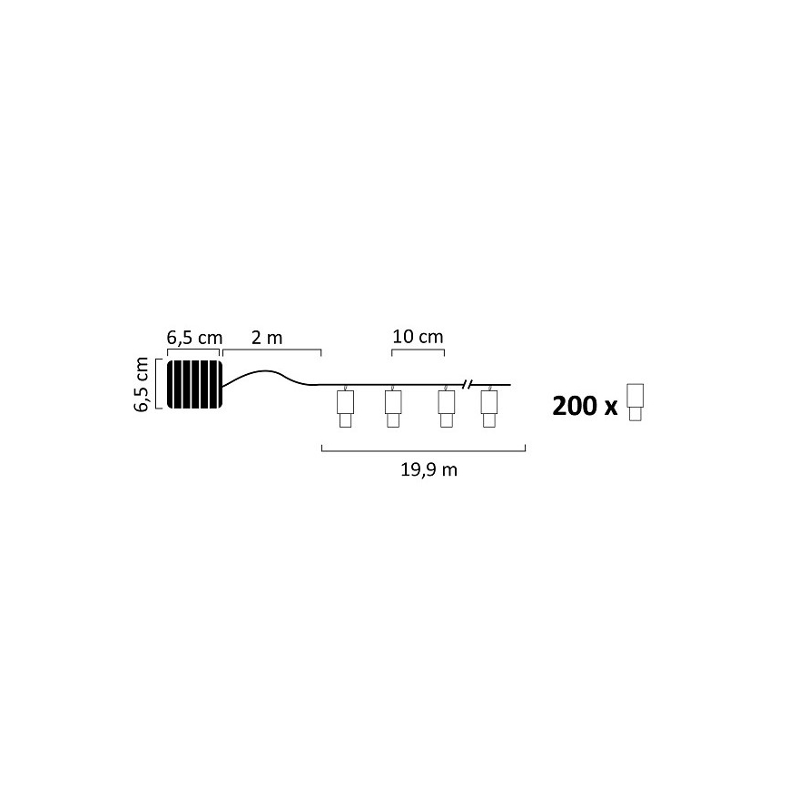 LED Solarni lanac SHINE 200xLED/1,2V 21,9 m IP44