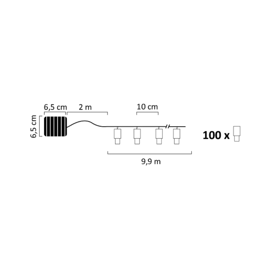 LED solarni niz SHINE 100xLED/1,2V 400 mAh 11, 9 m IP44