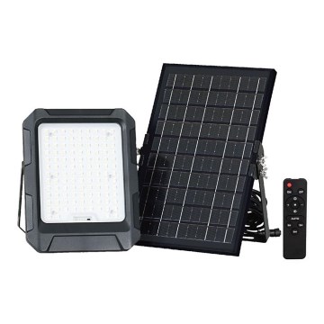 LED Solarni reflektor LED/10W/3,7V IP65 4000K crno + Daljinski upravljač