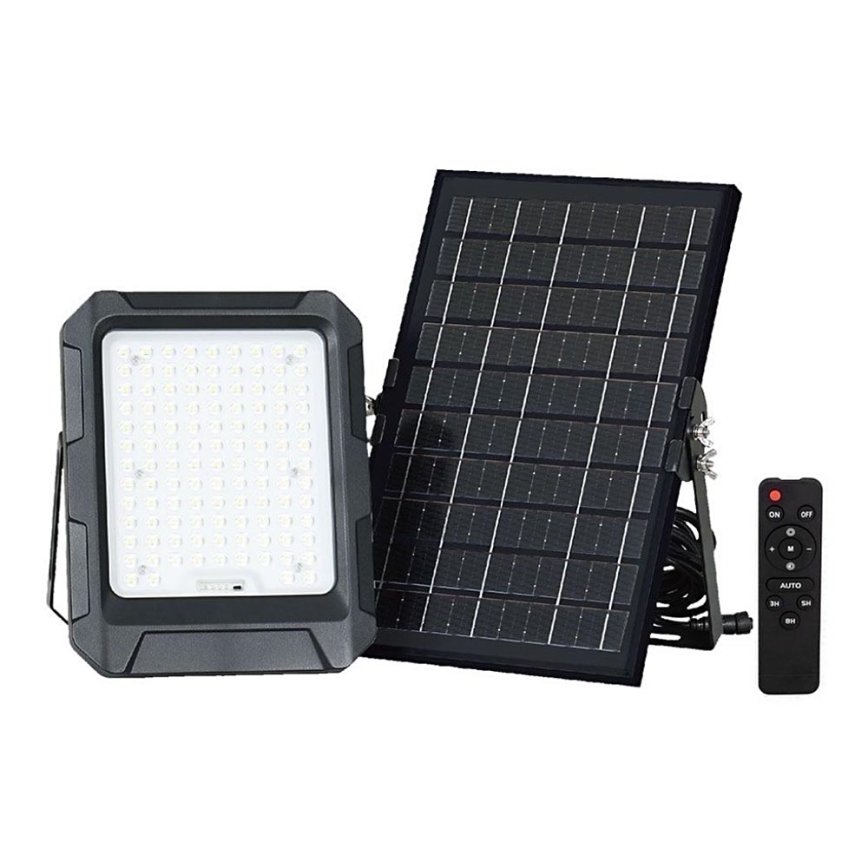 LED Solarni reflektor LED/10W/3,7V IP65 4000K crno + Daljinski upravljač