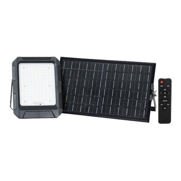 LED Solarni reflektor LED/15W/3,7V IP65 4000K crno + Daljinski upravljač