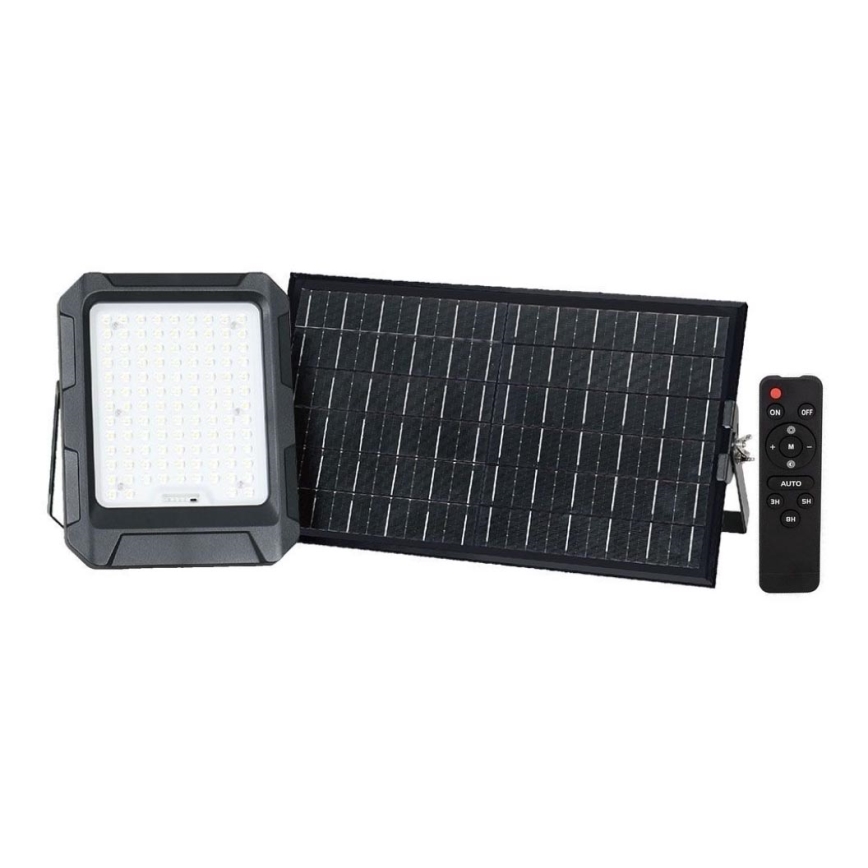 LED Solarni reflektor LED/15W/3,7V IP65 4000K crno + Daljinski upravljač
