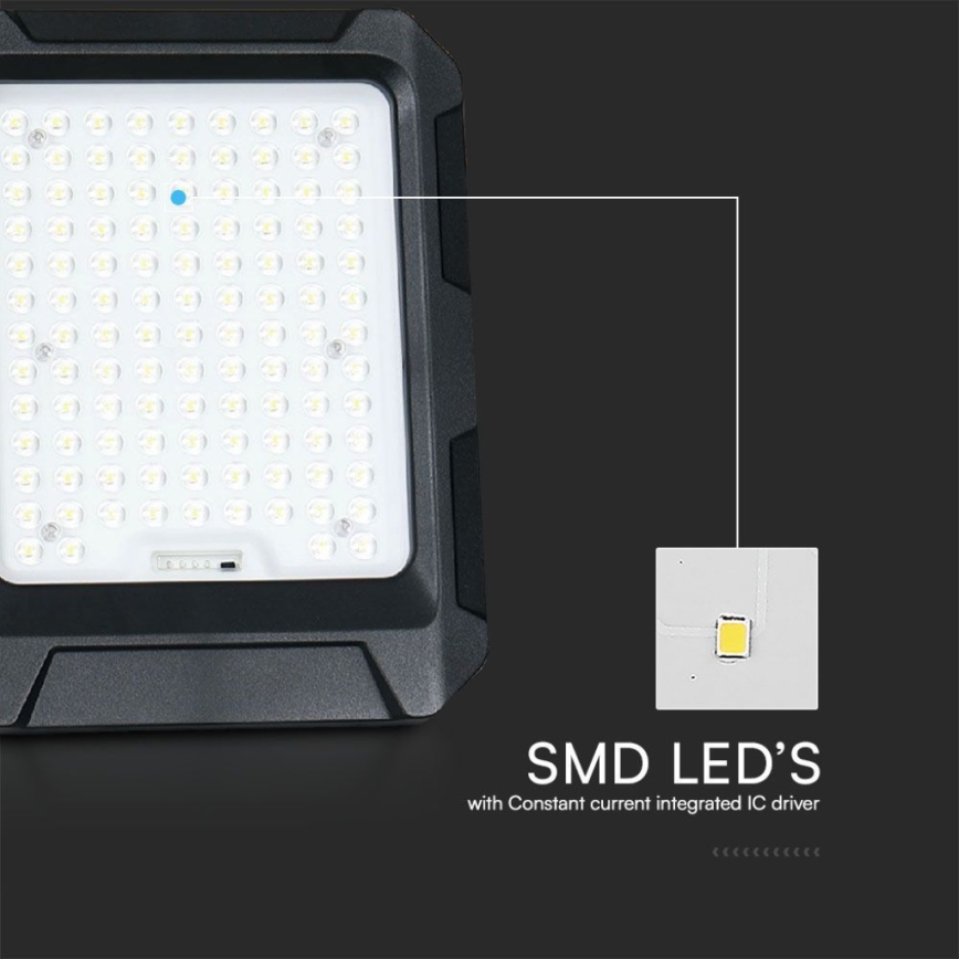 LED Solarni reflektor LED/15W/3,7V IP65 4000K crno + Daljinski upravljač