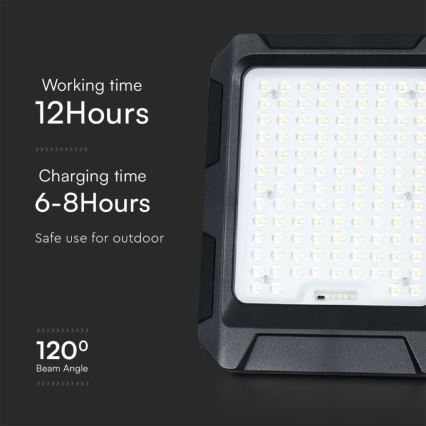 LED Solarni reflektor LED/15W/3,7V IP65 4000K crno + Daljinski upravljač