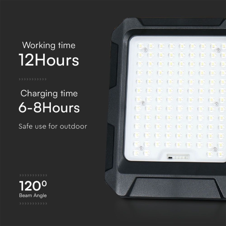 LED Solarni reflektor LED/15W/3,7V IP65 4000K crno + Daljinski upravljač