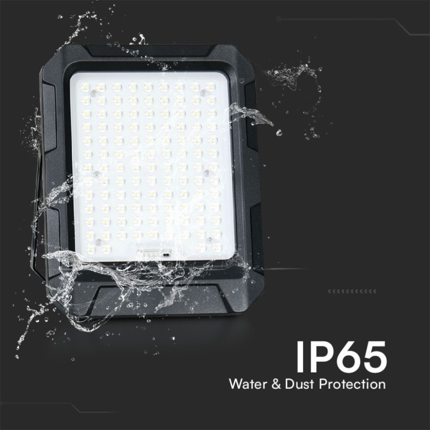 LED Solarni reflektor LED/15W/3,7V IP65 4000K crno + Daljinski upravljač