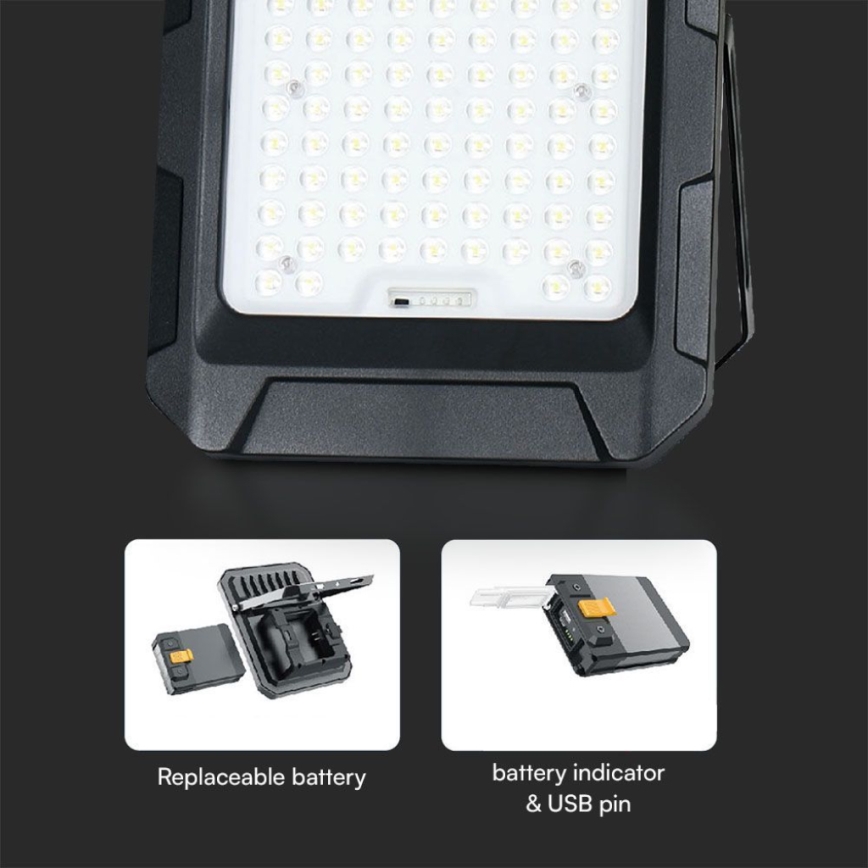 LED Solarni reflektor LED/15W/3,7V IP65 4000K crno + Daljinski upravljač