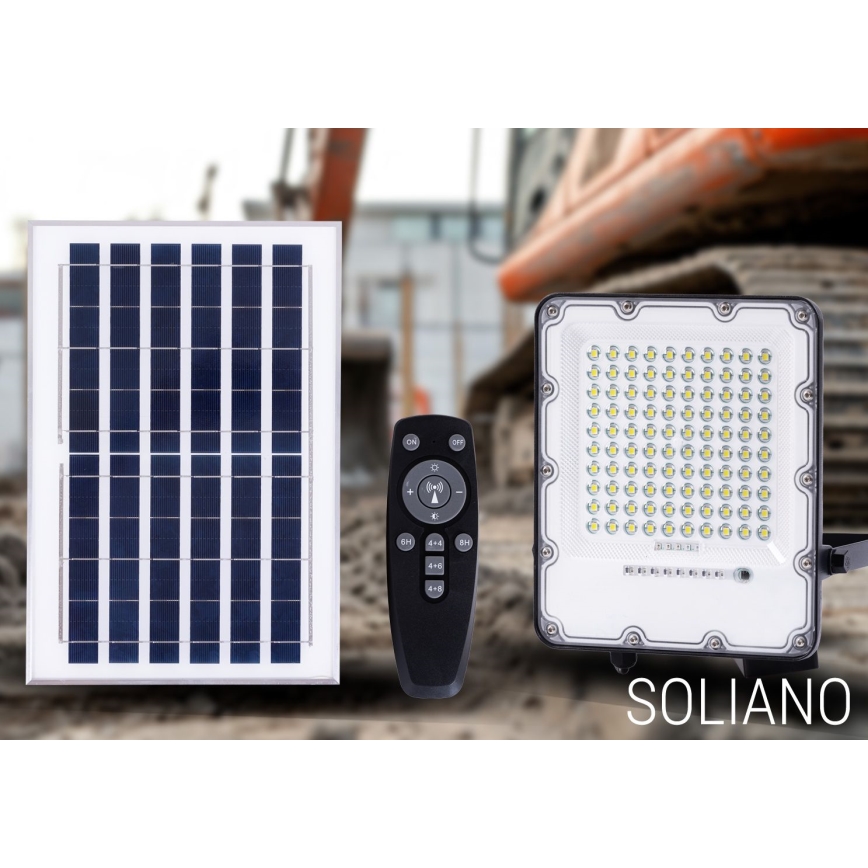 LED Spoljašnji prigušivi solarni reflektor LED/50W/3,2V 4500K IP65 crno + Daljinski upravljač