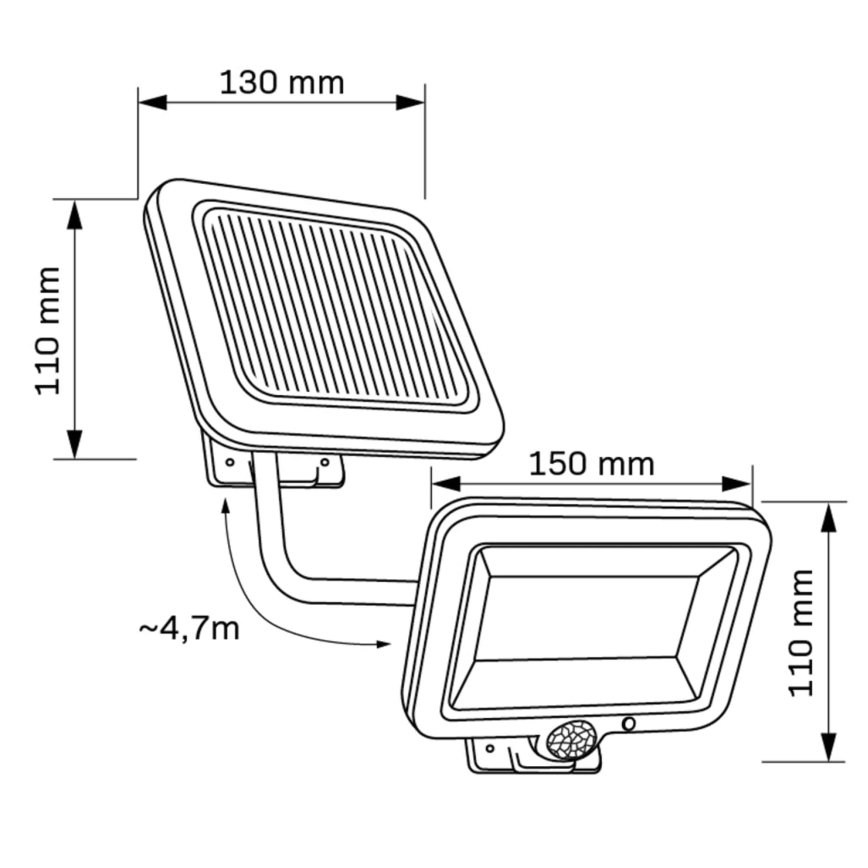 LED solarni reflektor sa DUO senzorom LED/1W/3,7V 1200 mAh IP44