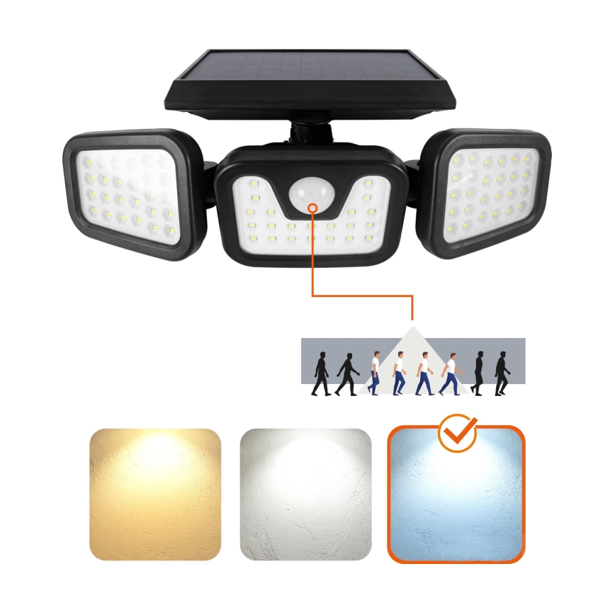 LED Solarni reflektor sa senzorom LED/1,5W/3,7V 6000K IP44 2400 mAh