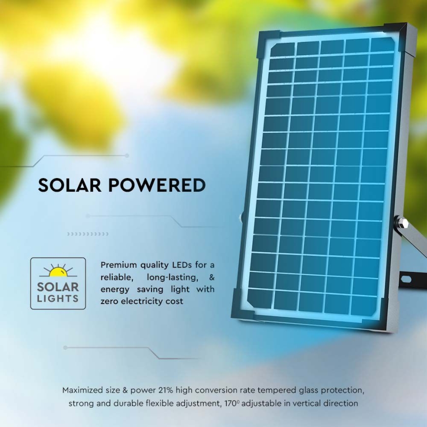 LED Solarni reflektor sa senzorom LED/30W/6,4V 4000K + Daljinski upravljač