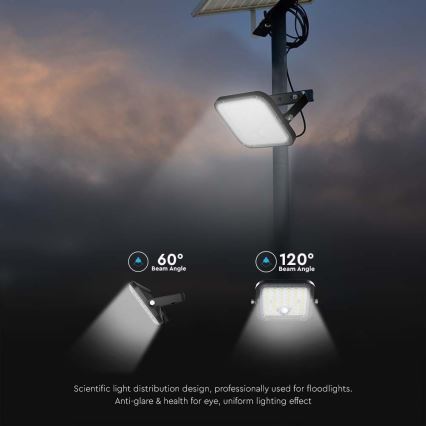 LED Solarni reflektor sa senzorom LED/30W/6,4V 4000K + Daljinski upravljač