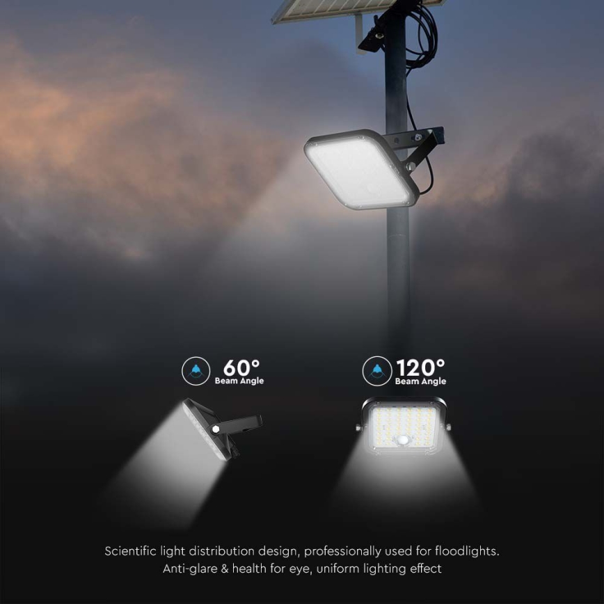 LED Solarni reflektor sa senzorom LED/30W/6,4V 4000K + Daljinski upravljač