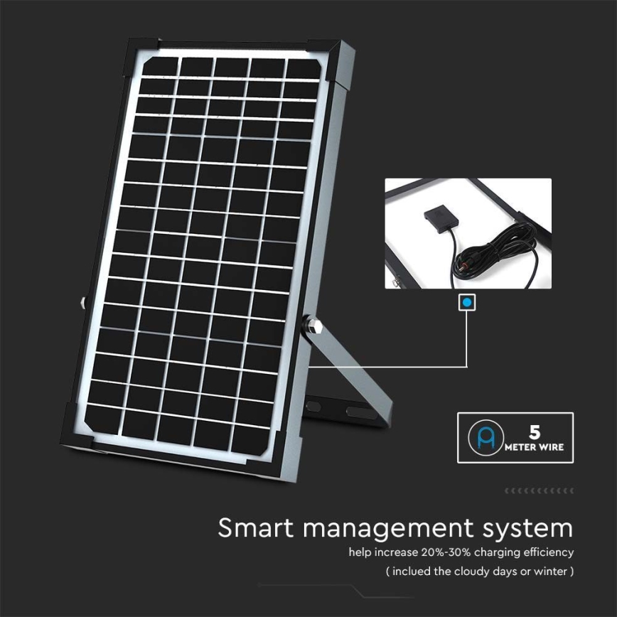 LED Solarni reflektor sa senzorom LED/30W/6,4V 4000K + Daljinski upravljač