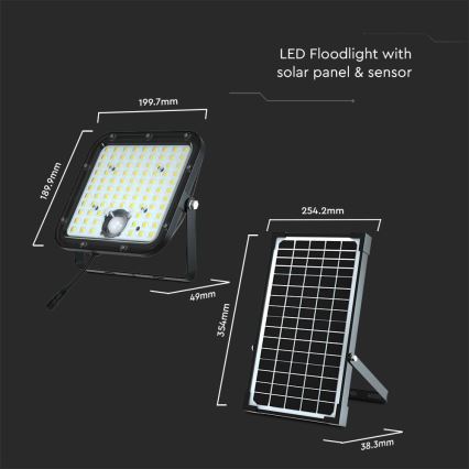 LED Solarni reflektor sa senzorom LED/30W/6,4V 4000K + Daljinski upravljač