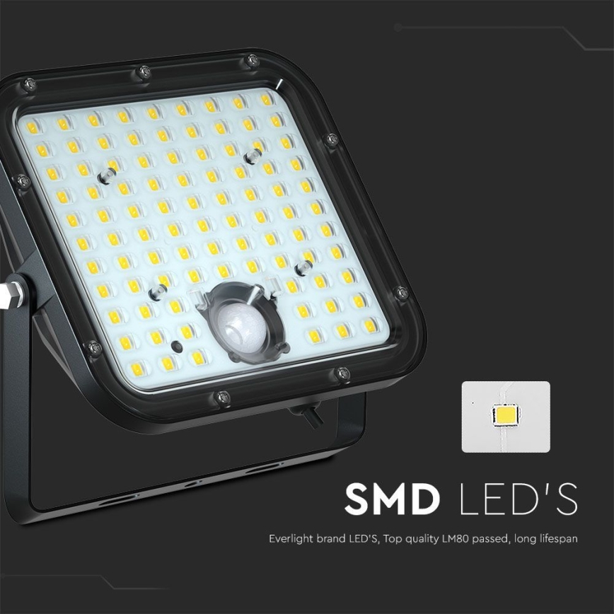 LED Solarni reflektor sa senzorom LED/30W/6,4V 6400K + Daljinski upravljač