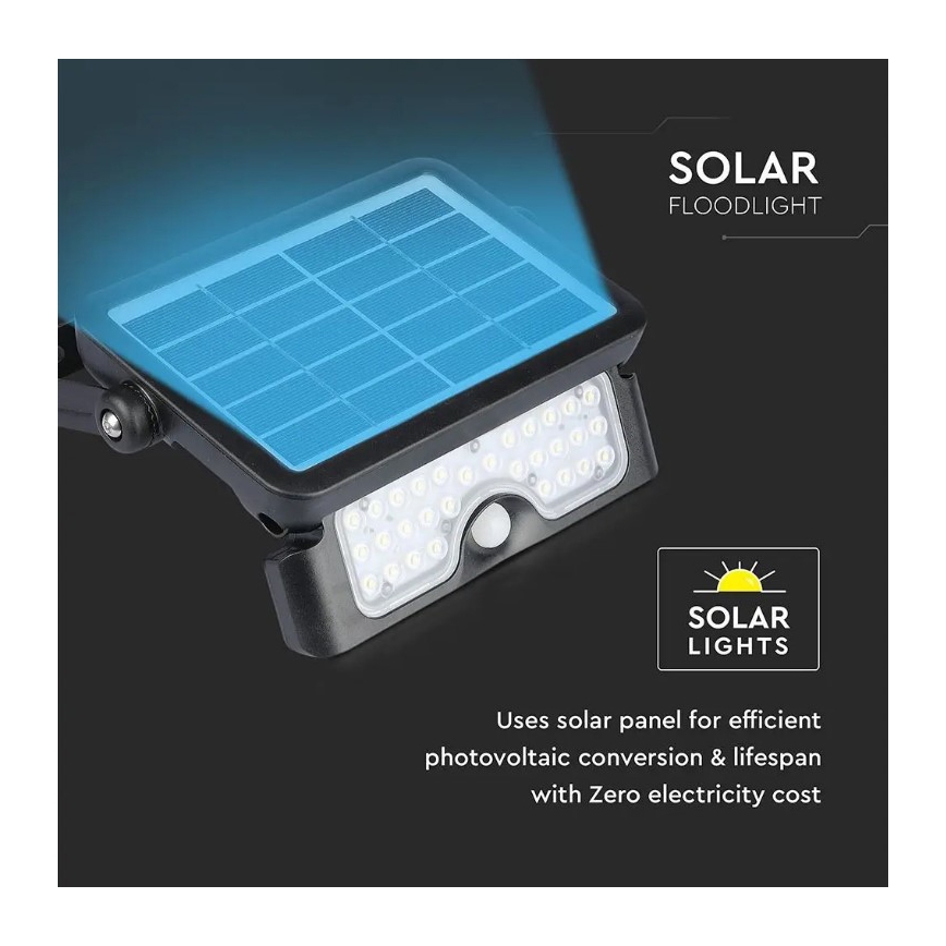 LED Solarni reflektor sa senzorom LED/5W/3,7V IP65 4000K 3000 mAh