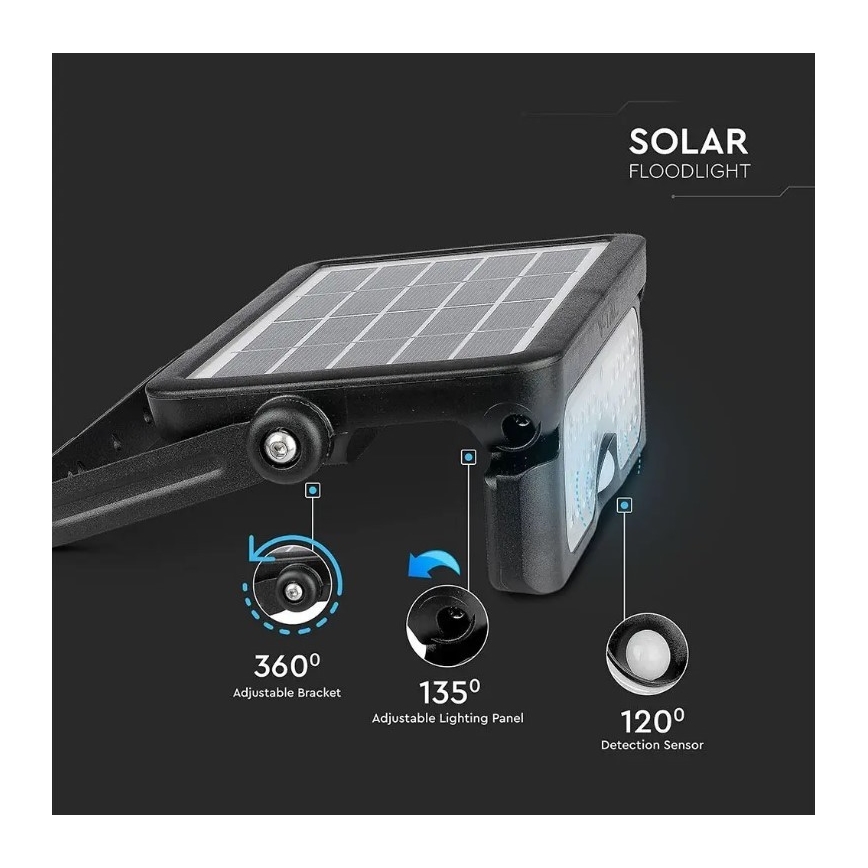 LED Solarni reflektor sa senzorom LED/5W/3,7V IP65 4000K 3000 mAh