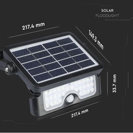 LED Solarni reflektor sa senzorom LED/5W/3,7V IP65 4000K 3000 mAh