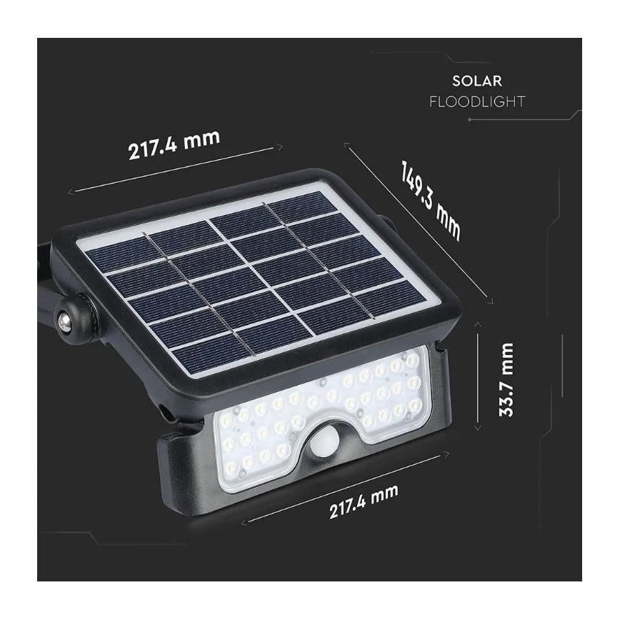LED Solarni reflektor sa senzorom LED/5W/3,7V IP65 4000K 3000 mAh