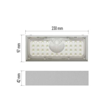 LED solarni reflektor sa senzorom pokreta, LED 3,7 V 3000 mAh, 4000 K, IP65, bela
