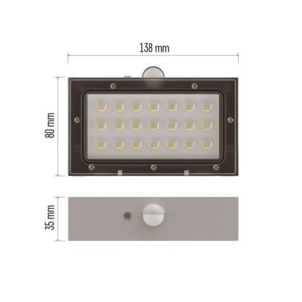 LED Solarni reflektor sa senzorom pokreta LED/3,7V 1200mAh 4000K IP65 bela