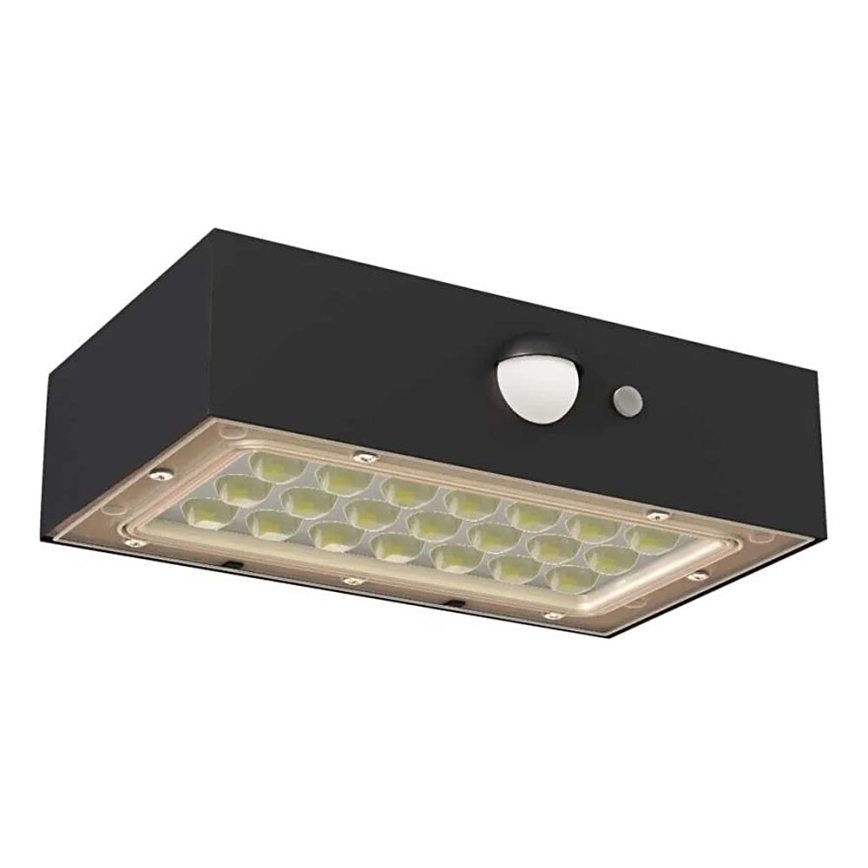 LED solarni reflektor sa senzorom pokreta LED/3,7V 1200mAh 4000K IP65 crna