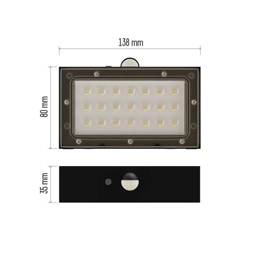 LED Solarni reflektor sa senzorom pokreta LED/3,7V 1200mAh 4000K IP65 crno