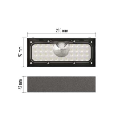 LED Solarni reflektor sa senzorom pokreta LED/3,7V 3000mAh 4000K IP65 crno
