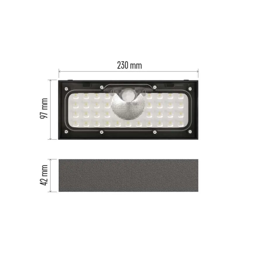 LED Solarni reflektor sa senzorom pokreta LED/3,7V 3000mAh 4000K IP65 crno