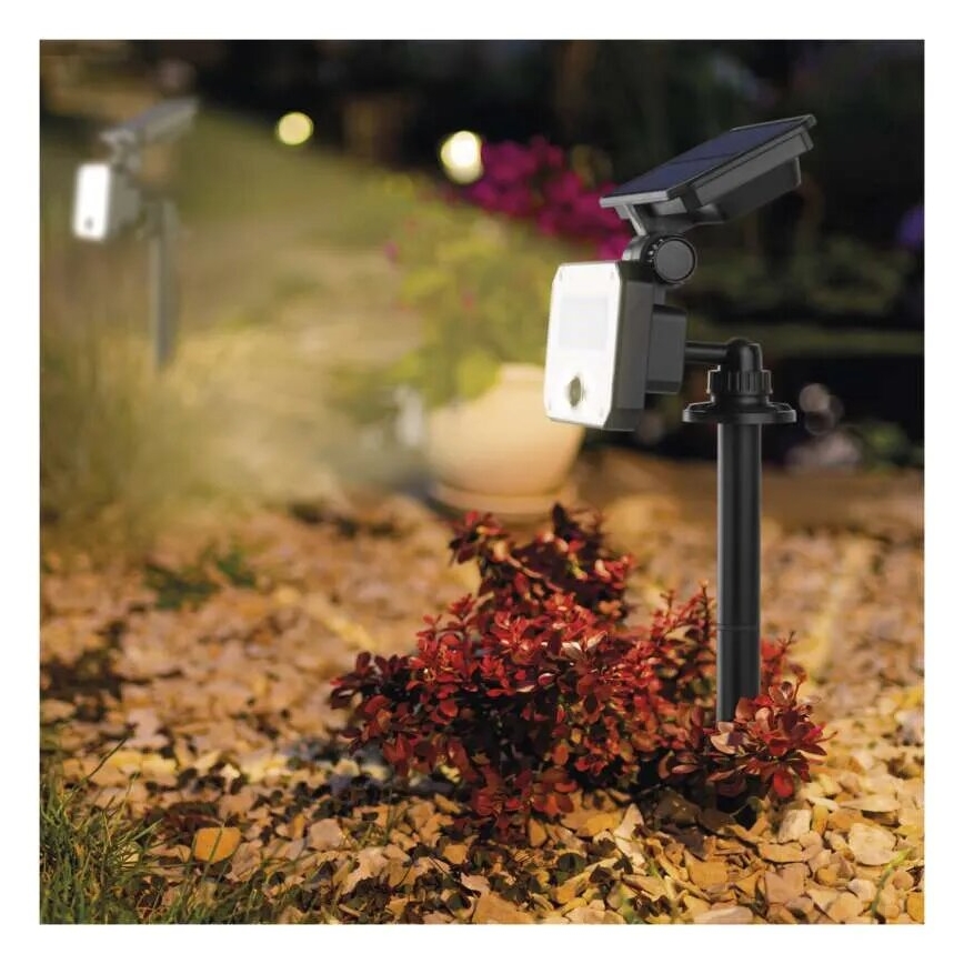 LED Solarni reflektor sa senzorom pokreta SPILO LED/3,7V 3600mAh 3000K IP54 + Daljinski upravljač