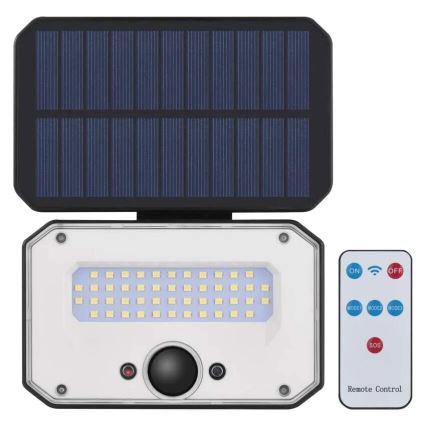 LED Solarni reflektor sa senzorom pokreta SPILO LED/3,7V 3600mAh 4000K IP54 + Daljinski upravljač