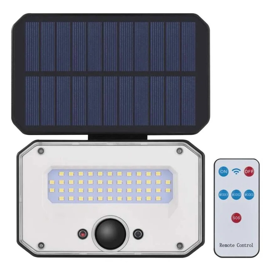 LED Solarni reflektor sa senzorom pokreta SPILO LED/3,7V 3600mAh 4000K IP54 + Daljinski upravljač