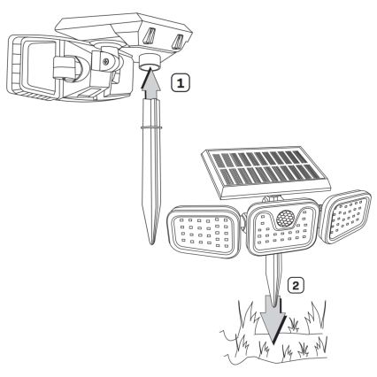 LED Solarni reflektor sa senzorom TRIO LED/0,6W/3,7V IP44