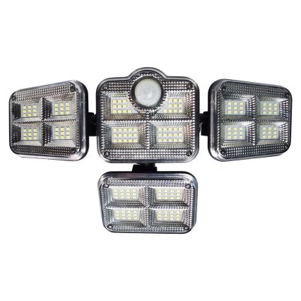 LED Solarni reflektor sa senzorom za pokret i dan/noć LED/30W/3,7V 2400 mAh IP47 + Daljinski upravljač